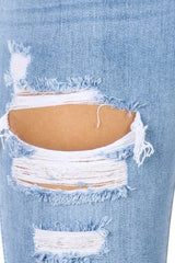 High Rise Destroyed Light Skinny Jeans