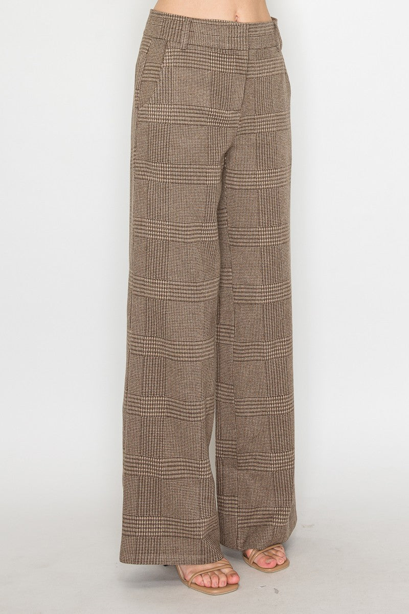 Wide-Leg Checkered Pants