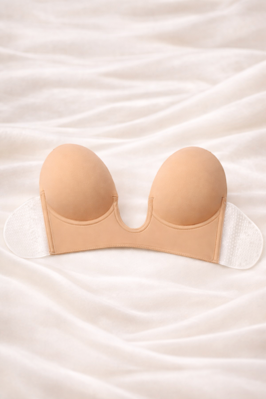 Nude U-Plunge Adhesive Strapless Invisible Bra