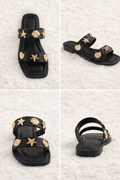 Make a splash with these nautical-inspired double strap sandals, designed for comfort and style.