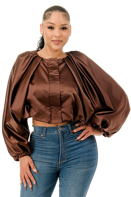 Long Sleeve Cropped Bubble Top HIGHLIGHT