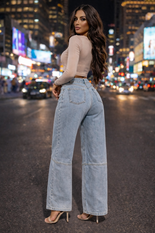 Dare to stand out in this bold cut-out layered denim. Strategic cutouts reveal unexpected glimpses 