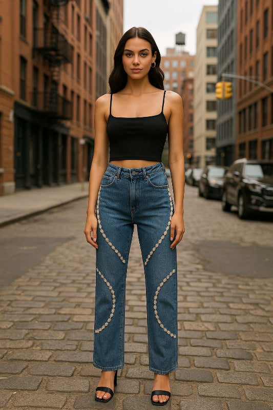 Jeans with Rhinestone