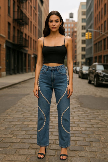 Jeans with Rhinestone