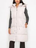 Zip Up Puffer Drawstring Long Vest shopiris