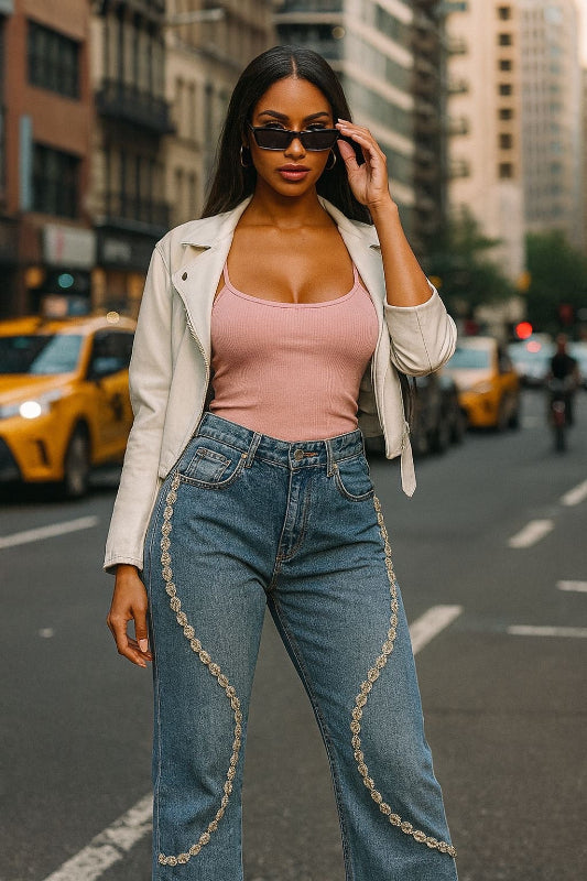 Jeans with Rhinestone