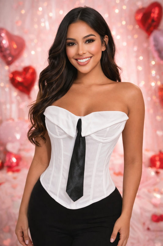 Unleash your boldest self in the Divine Tie Strapless Corset—a fearless statement piece that  