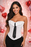 Unleash your boldest self in the Divine Tie Strapless Corset—a fearless statement piece that  