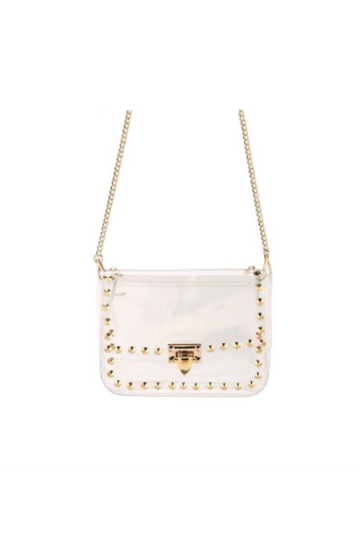 Ladies Clear See Thru Riveted Shoulder Handbag
