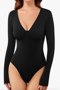 V Neck Long Sleeve Bodysuit-OLD JNK USA