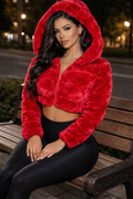 Feel pampered and warm with the plush fur lining and detachable hood. 