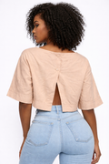 Solstice Linen Split-Back Tee