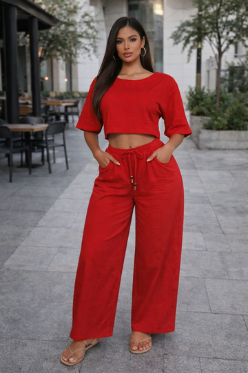 Solstice Linen Split-Back Tee