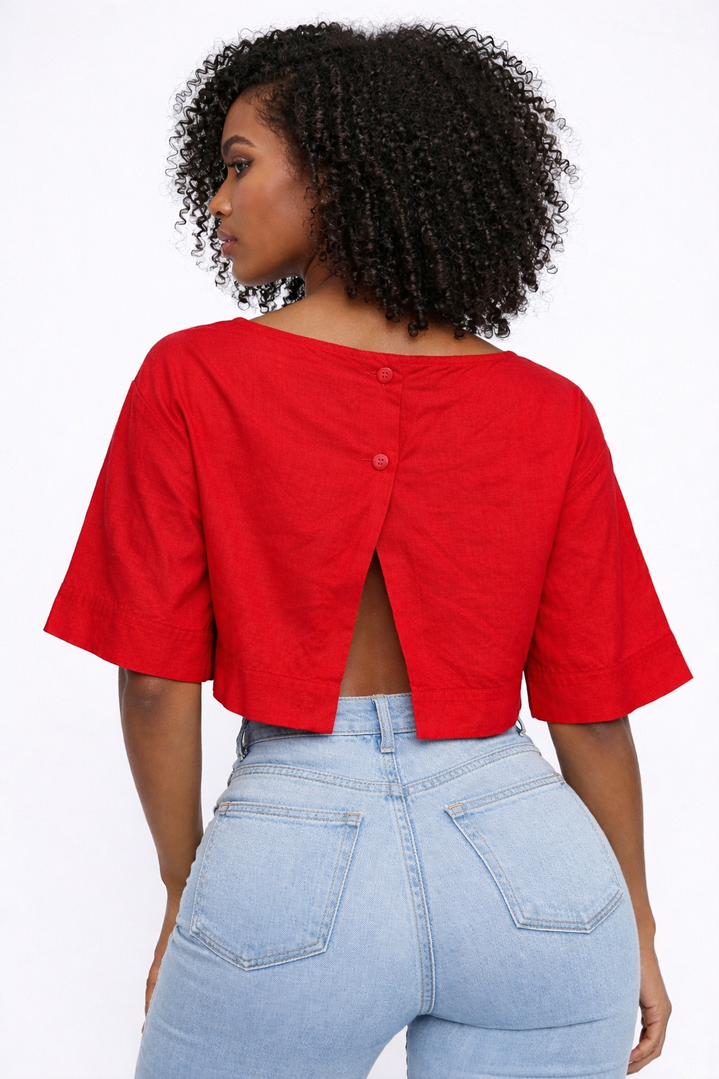 Solstice Linen Split-Back Tee