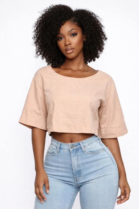 Solstice Linen Split-Back Tee