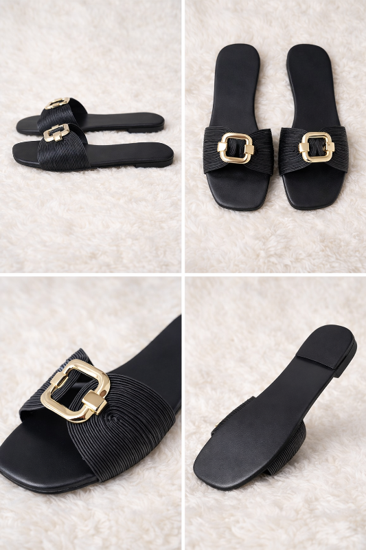 Elegant Buckle Slide Sandal