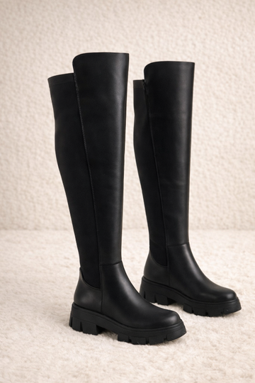 Stretchy PU OTK Boots