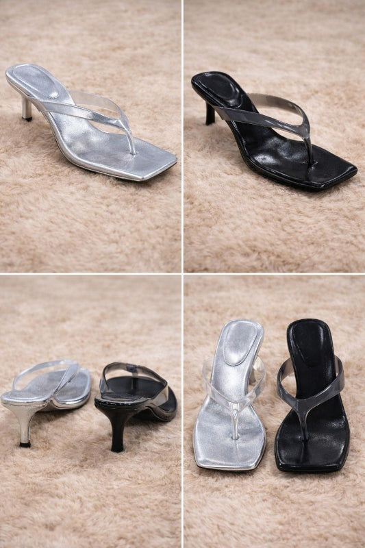 Women Square Toe Flip Flop Low Heel