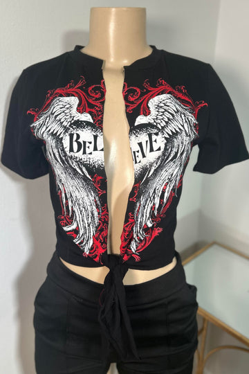 Believe Graphic Tie Shirt