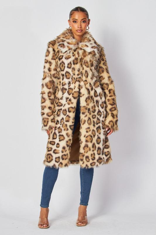 Long Fur Leopard Coat