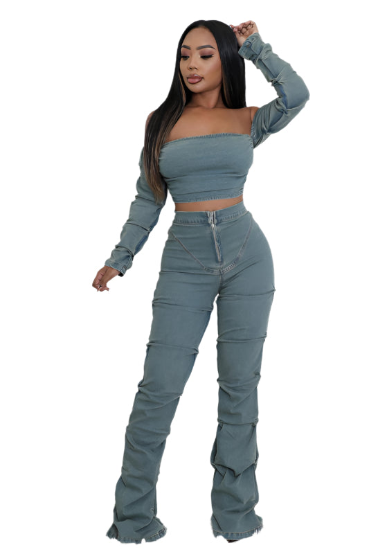 Acid Wash Denim Set