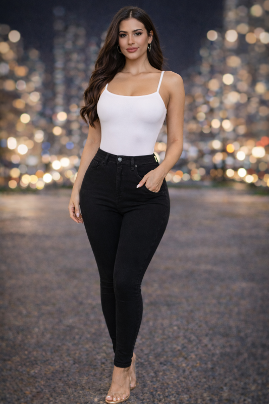 Elevate your wardrobe with our High Rise Black Skinny Jeans from Got the Look. 