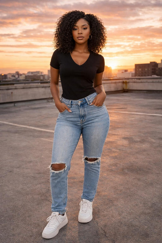 Seamless V Neck Short Sleeve Top