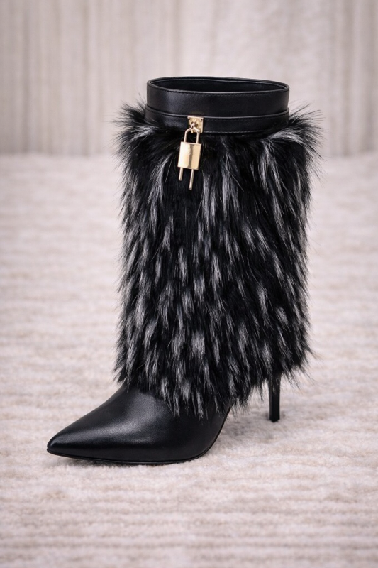 Step into bold sophistication with these Glam Fur Slouch Boots. Featuring luxurious fur detailing 