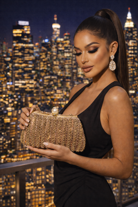 Golden Pearl Glam Clutch