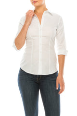 3/4 Sleeve Button Down School Shirt