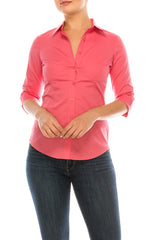 3/4 Sleeve Button Down School Shirt