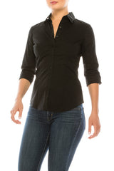 3/4 Sleeve Button Down School Shirt