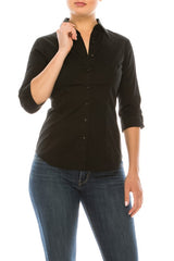 3/4 Sleeve Button Down School Shirt