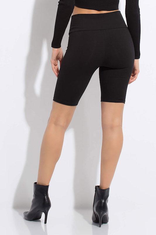 Solid Waist Band Biker Shorts