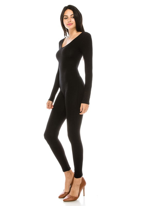 Long Sleeve Round Neck Catsuit FASHION LOVE