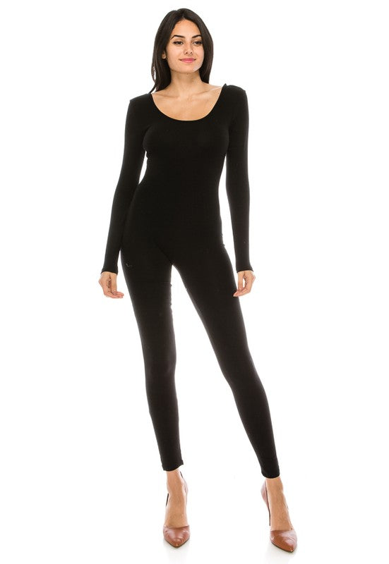 Long Sleeve Round Neck Catsuit FASHION LOVE