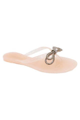 Double Rhinestone Bow Thong Sandal