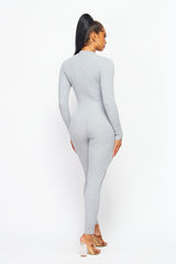 Zip Up Mock Neck Long Sleeve Jumpsuits