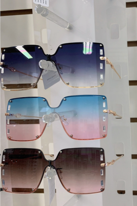 Metal Frame Crystal Detail Sunglasses