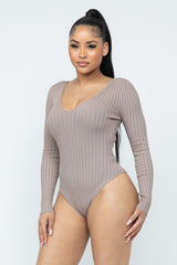 Ribbed Off Shoulder Long Sleeve Bodysuit