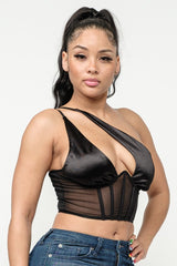 Satin With Mesh Corset Top
