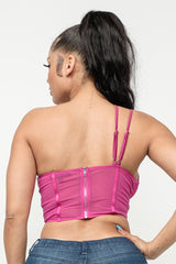 Satin With Mesh Corset Top