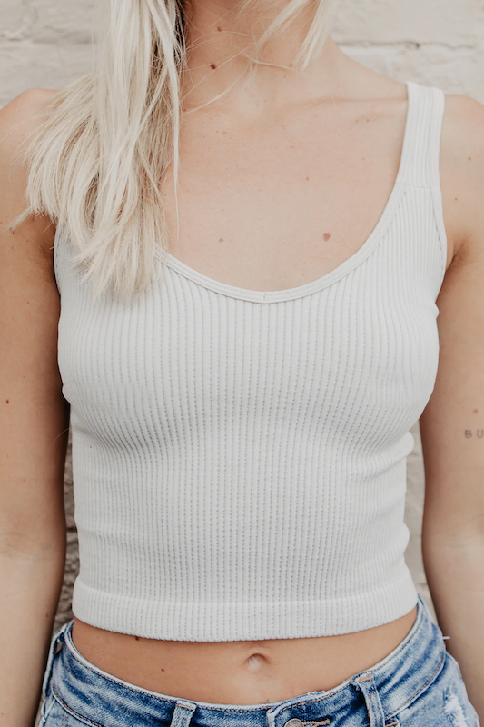 Thick Ribbed V Neck Crop Tank