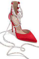 Satin Rhinestone String Heels