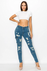 Skinny Ripped Cargo Jeans