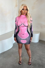 Graphic Body Art Mini Dress