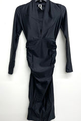 Deep Cut Dress With Skirt Shirring
