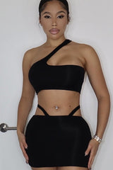 One Shoulder Crop Top & Skirt Set