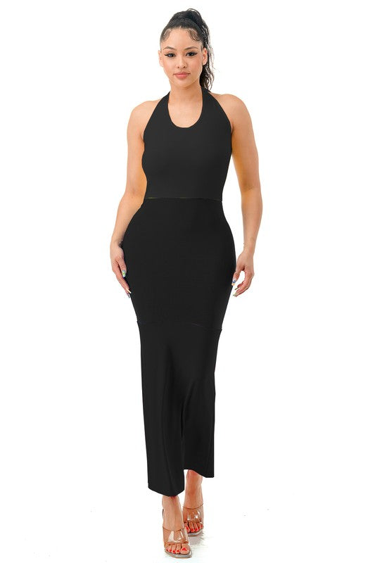 Sleeveless Maxi Halter Dress