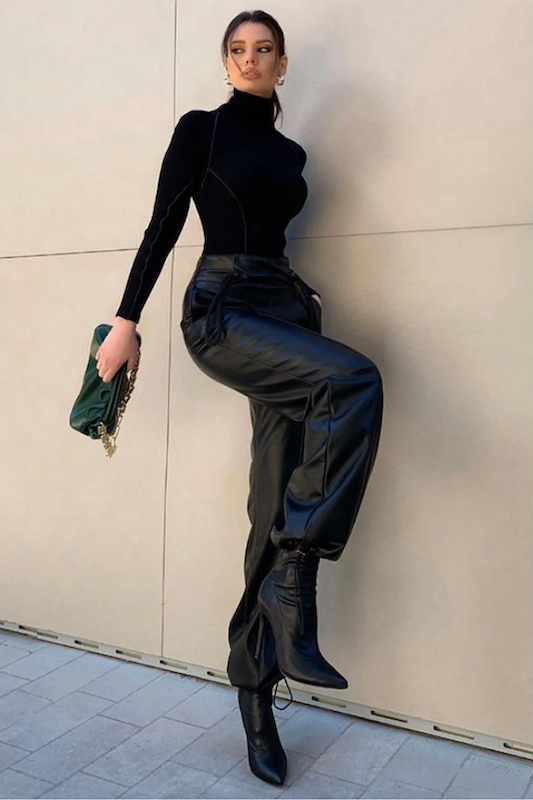 Pointed Toe Stretch PU Bootie OLI J INC